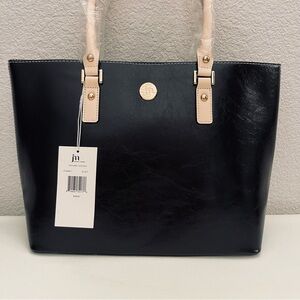 Black and cream tote bag.